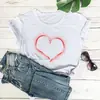 Artículo de verano popular, tallas europeas y americanas, disponible en Wish y Amazon, Camiseta de manga corta con cuello redondo y estampado de corazón hueco para el Día de San Valentín
