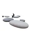 Banqueta de Fibra de Vidro com Aparência de Pedra e Pedras para Shoppings, Parques ao Ar Livre, Assento Oval Criativo Artístico para Lazer