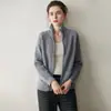 Cardigan de Tricô de Caxemira Outono/Inverno 2025 Feminino Solto Manga Longa Jaqueta Grossa Suéter com Zíper Casual Mais Fácil de Combinar Top