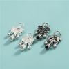 Pingente Pequena Flor em Prata de Lei S925 com Contas Redondas Pingente Flor Tulipa Acessórios para Pingente de Pulseira e Colar DIY de Cristal
