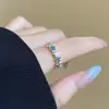 Elegante anillo de estrella para mujer, completamente incrustado de diamantes, exquisito y brillante, delicado anillo abierto, estilo fresco y natural, popular en redes sociales, adecuado para el dedo índice