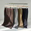 Saia Longa Miyake Outono Inverno Grossa Cintura Elástica Solta Fenda Moda Cintura Alta Emagrecedora Versátil Reta