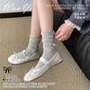 Calcetines de Lazo a Cuadros para Mujer Primavera y Verano Puro Deseo de Niña Estilo Miu Encaje Media Caña Estilo Japonés Transpirables Apilados