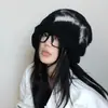 Gorro holgado estilo coreano para otoño e invierno con lazo, gorro tejido para circunferencia de cabeza grande, hace que la cara se vea más pequeña, cálido y moderno, gorro versátil