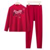 Roupas de inverno para meia-idade e idosos roupas de outono calças compridas conjunto de duas peças com forro de lã para avó terno de roupa íntima térmica espessa de inverno para mãe