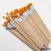 Pincel de línea de pelo de nailon para pintura artística transfronteriza, pincel de punta plana, mango de plástico, tubo de aluminio, pincel para práctica de gouache y acrílico