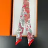 Bufanda de corbata estampada delgada de nuevo estilo para mujer, bufanda larga estrecha de seda estilo coreano para combinar con camisas, accesorio envolvente de moda
