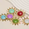 Pingente de pedra preciosa unilateral em aço inoxidável, pingente vintage banhado a ouro 18k, acessórios de joias para colar e brincos DIY