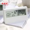 Reloj despertador electrónico inteligente digital con calendario perpetuo, medidor de temperatura y humedad transparente para estudiantes