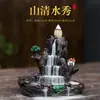 Quemador de incienso de reflujo de cerámica y resina, quemador de aromaterapia, adornos creativos para el camino del incienso de té, manualidades, observación de humo, quemador de incienso de flujo de agua de alta montaña