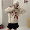 Nuevo Suéter de Punto Suave Pegajoso Holgado Casual Reductor de Edad Otoño e Invierno Estilo Coreano Lindo Manzana Manga Larga para Mujer