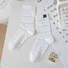 Calcetines de Malla Transpirables de Media Pantorrilla para Primavera y Verano, Calcetines Finos de Algodón para Mujer, Calcetines Estilo Japonés Lindos de Dibujos Animados de Gato, para Chicas Estudiantes