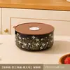Juego de Tres Recipientes de Cerámica de Grado Alimenticio para Conservar Alimentos, Sellado con Tapa, Bol para Fideos de Gran Capacidad, Recipiente para Lonchera, Vajilla Apta para Microondas
