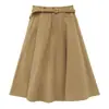 NEIHE 2026 Saia Casual Versátil de Bolso Emagrecedora de Nove Pontos Linha A para Mulheres Verão Novo Estilo 258378