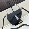 Bolso de Hombro Cruzado para Mujer D Brand, Nuevo y Moderno, Bolso de Hombro, Bolso Silla de Montar, Bolso de Mano Bordado Azul, Bolso de Mano con Estampado Completo