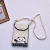 Bolso para teléfono móvil de estilo coreano con diseño de panda pequeño, bandolera de punto, bolso de mano con solapa, bolso informal para salir