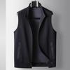 Chaleco Casual para Hombre 2025 Primavera y Otoño Tejido de Lana de Alta Gama Cárdigan de Negocios Juvenil Cuello Alto Cierre Cremallera Chaqueta sin Mangas