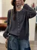 Outono 2026 Transfronteiriço Novo Retrô Modelagem Solta Gola Redonda Simples Versátil Lã Casual Top Suéter de Tricô Jaqueta para Mulheres