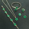 Collar de Flor de Cinco Pétalos de 5 Piezas de Venta Caliente Transfronterizo Europeo y Americano Pulsera Pulsera Aretes Anillo Set Elegante Europeo y Americano Listo para la Venta