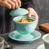 Olla de Cerámica Lotus de Fábrica para Sopa y Estofado para Una Persona Olla para Estofado con Tapa Olla para Cocer al Vapor Sopa Vajilla de Hotel Olla para Sopa Estofado