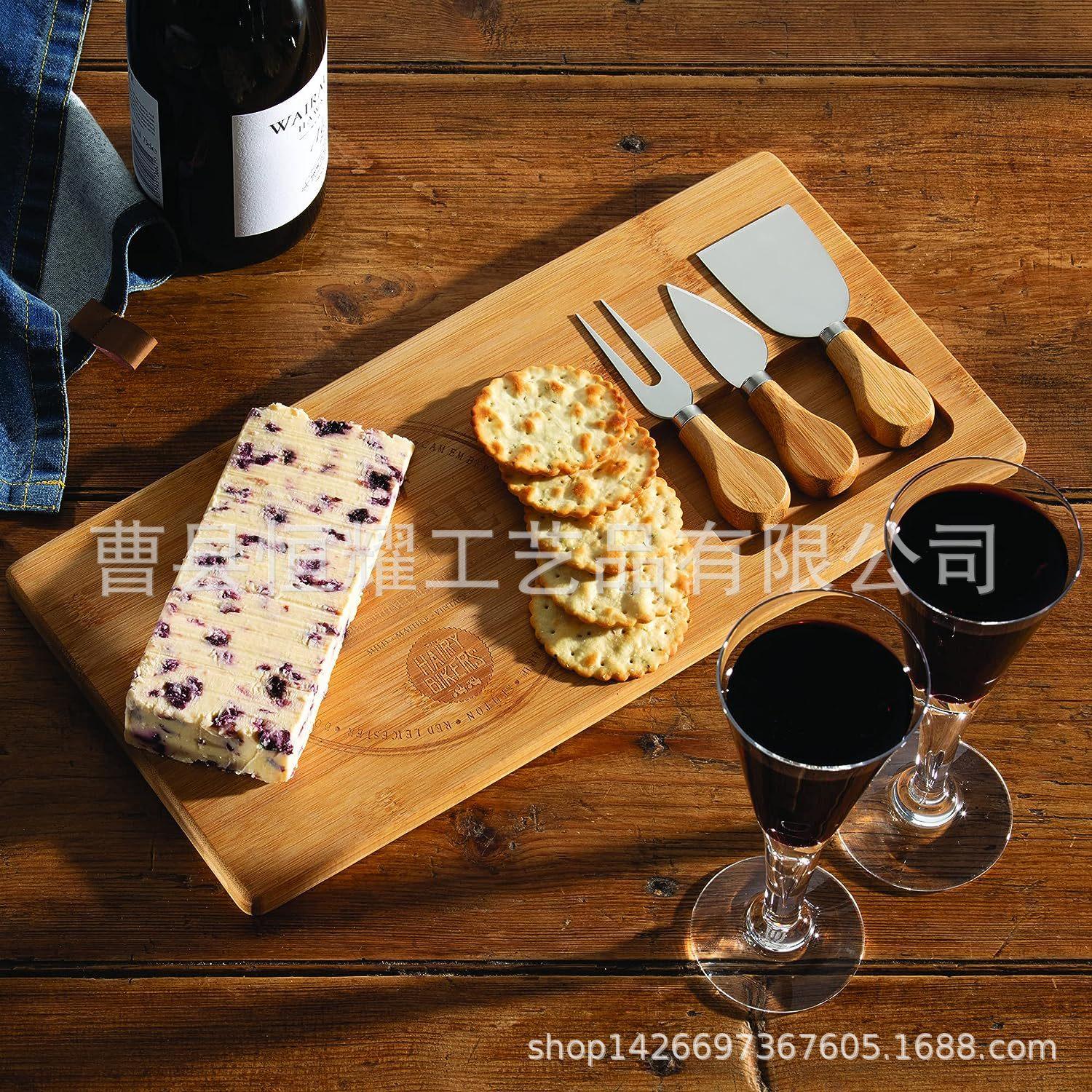 竹制芝士砧板 带刀叉套装聚餐派对奶酪板切菜板 竹木砧板BSC