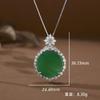 Collar con colgante de plata de ley S925 con calcedonia esmeralda, redondo, sin tarjeta, ideal como regalo para el Día de la Madre.