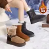 Botas de algodón de caña corta de dos usos 2026 hebilla de cuero de invierno suela gruesa con terciopelo cálidas botas cortas botas de nieve moda para mujer abatibles
