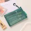 Bolsa de armazenamento portátil multifuncional, nécessaire, estojo de óculos de malha, estojo de lápis, bolsa de armazenamento pendurável de grande capacidade