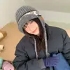 Gorro de Lana Tejido Estilo Fair Isle Lei Feng para Mujer, Gorro con Orejeras de Aviador, Cálido para Exteriores, Ciclismo, Resistente al Frío, Ala Corta, Trenzado