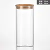 Potes de vidro borossilicato selados personalizados para atacado com tampas de bambu, potes para chá, potes transparentes para armazenamento, potes para doces, potes para armazenamento na cozinha