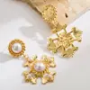 Brincos de Pérola Estilo Medieval, Cruz Retrô, Estilo Palaciano, Luxo Leve, Brincos de Design de Nicho de Alta Qualidade