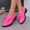 Zapatos de Cuero Pequeños Estilo Británico Tallas Grandes Transfronterizos para Mujer Otoño 2026 Nuevos Mocasines con Lazo y Tacón Grueso Zapatos Individuales Comercio Exterior al por Mayor