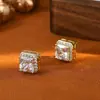 Brincos de Zircônia Geométrica Coreana em Prata 925 Agulha Cubo de Açúcar para Mulheres, Brincos Exquisitos Versáteis Elegantes com um Toque de Luxo Leve e de Alta Qualidade
