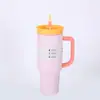 Taza de coche de nuevo modelo transfronteriza de 40 oz con asa, taza aislada de acero inoxidable 304, taza de gran capacidad para exteriores con pajita, taza resistente al hielo