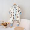 Saco de dormir de algodão infantil, roupas para casa com fenda nas pernas do bebê, macacão para bebê