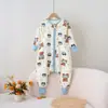 Saco de Dormir Infantil Primavera e Outono Algodão Puro Macacão Bebê Peça Única Pernas Separadas Bebê Manta Antichute Roupas de Casa para Bebê Masculino e Feminino