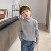 Suéter de manga larga para niños, de punto suave y encerado, hecho a mano, para niños y niñas, cuello medio alto, estilo coreano para otoño e invierno, para niños de talla mediana y grande.