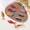 Pescado Colorido Tejido Divertido de Dibujos Animados Colgante Pendientes Dopamina DIY Pendientes Colgante para Bolsos Llavero Accesorios