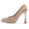 107-2 Salto Alto Fino Bico Fino Sexy para Mulheres Outono 2025 Novo Plataforma Impermeável Sapatos Não Cansativos para Mulheres