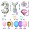 Prata transfronteiriça Digital Fishtail Shell Balloon Combinação terno Balão de Filme de Alumínio Balão de Decoração de Aniversário Infantil