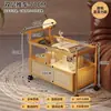 Mesa de Centro Móvil 2026 Estilo Nuevo Lujo Ligero Sensación de Alta Gama Estilo Vintage Carrito Pequeño Mesa Auxiliar Gabinete Lateral de Sofá Sala de Estar Uso Doméstico