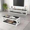 Conjunto de Rack para TV e Mesa de Centro, Mesa de Chá Moderna Simples para Sala de Estar, Vidro Temperado, Quarto, Rack para TV para Apartamento Pequeno