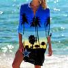 3D Mujer Fábrica de Origen Bikini Abrigo Camisa Traje de Baño Cárdigan Playa Estampado de Palmera Blusa de Playa Vacaciones