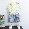 7148 Roupas Infantis Conjunto de Verão para Meninos 2026 Novo Estilo Coreano Camiseta de Manga Curta e Calça Conjunto de Verão Fresco para Bebê