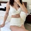 [5 colores] Nuevo bikini estilo ins sexy de acero fruncido con cintura alta y vientre simple, traje de baño de una pieza para vacaciones para mujer