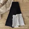 Novidades de Primavera e Outono Leggings Térmicos Felpudos para Meninas Meias com Laço de Renda e Babados Estilo Coreano Calças de Malha Trançada Peça de Roupa para Sobrepor