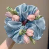 2026 Novo Modelo Deslumbrante Scrunchie de Rede Tulipa para Mulheres, Acessório de Cabelo de Verão de Alta Qualidade para Coque Grande, Elástico de Cabelo