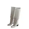 Botas de tacón alto para mujer con tacón grueso, doble uso, botas largas ajustadas 2026, estilo nuevo, botas altas apiladas, estilo vintage de otoño