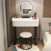 Tocador Apartamento Pequeño Madera Maciza Dormitorio Moderno Simple Lujo Ligero Estilo Crema Tocador de Pizarra de Gama Alta Gabinete Mesa