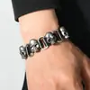 Pulseira de PU com Rebite de Caveira Simples Estilo Punk para Homens Pulseira de Pulso para Motociclista Acessórios de Couro com Personalidade Atacado Transfronteiriço